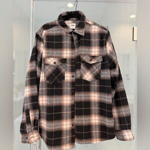 Zara Brown and Black Plaid Jacket